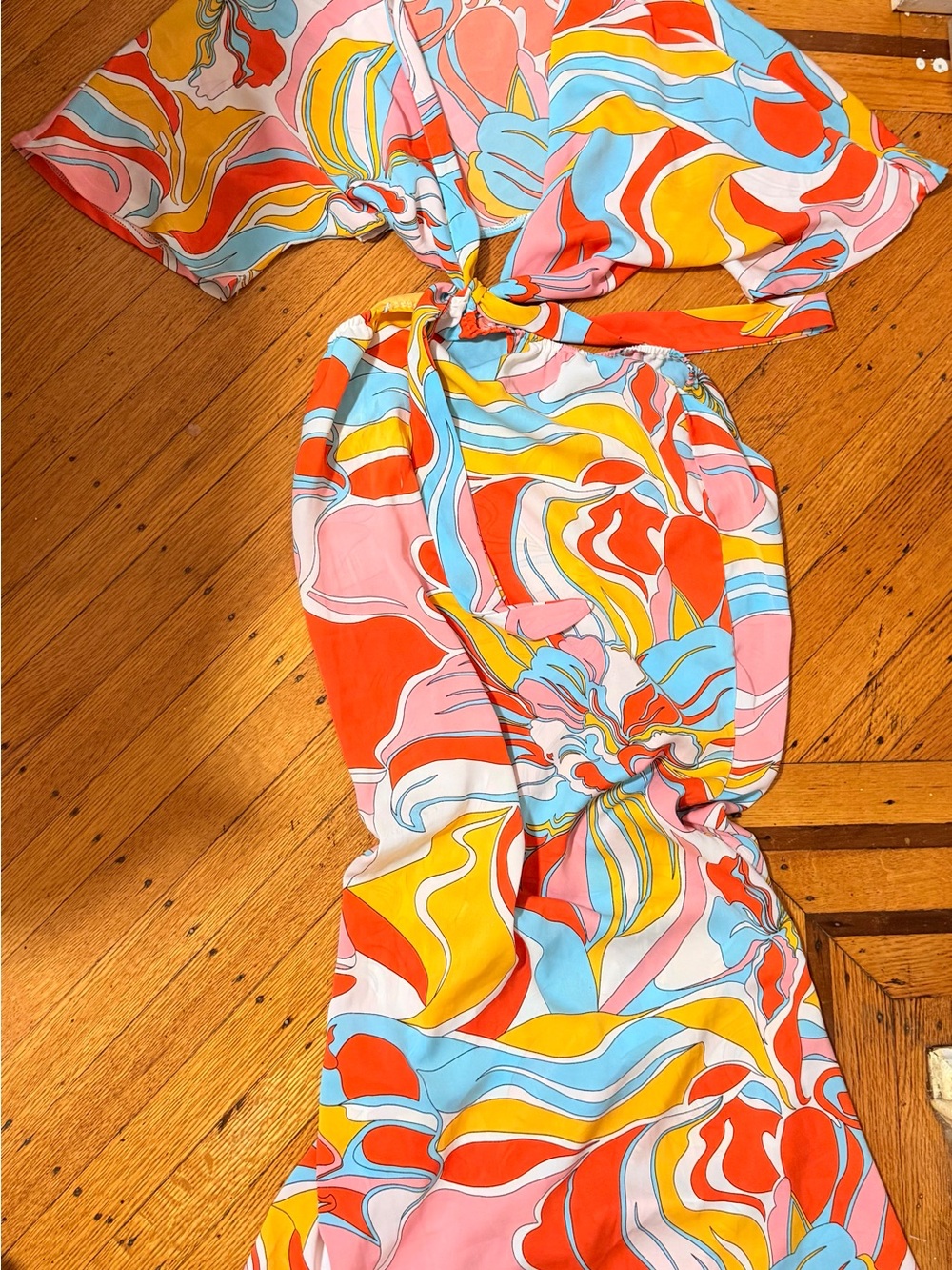 SHEIN Multicolor Swirl Maxi Dress - Coral, Pink, Yellow, Blue